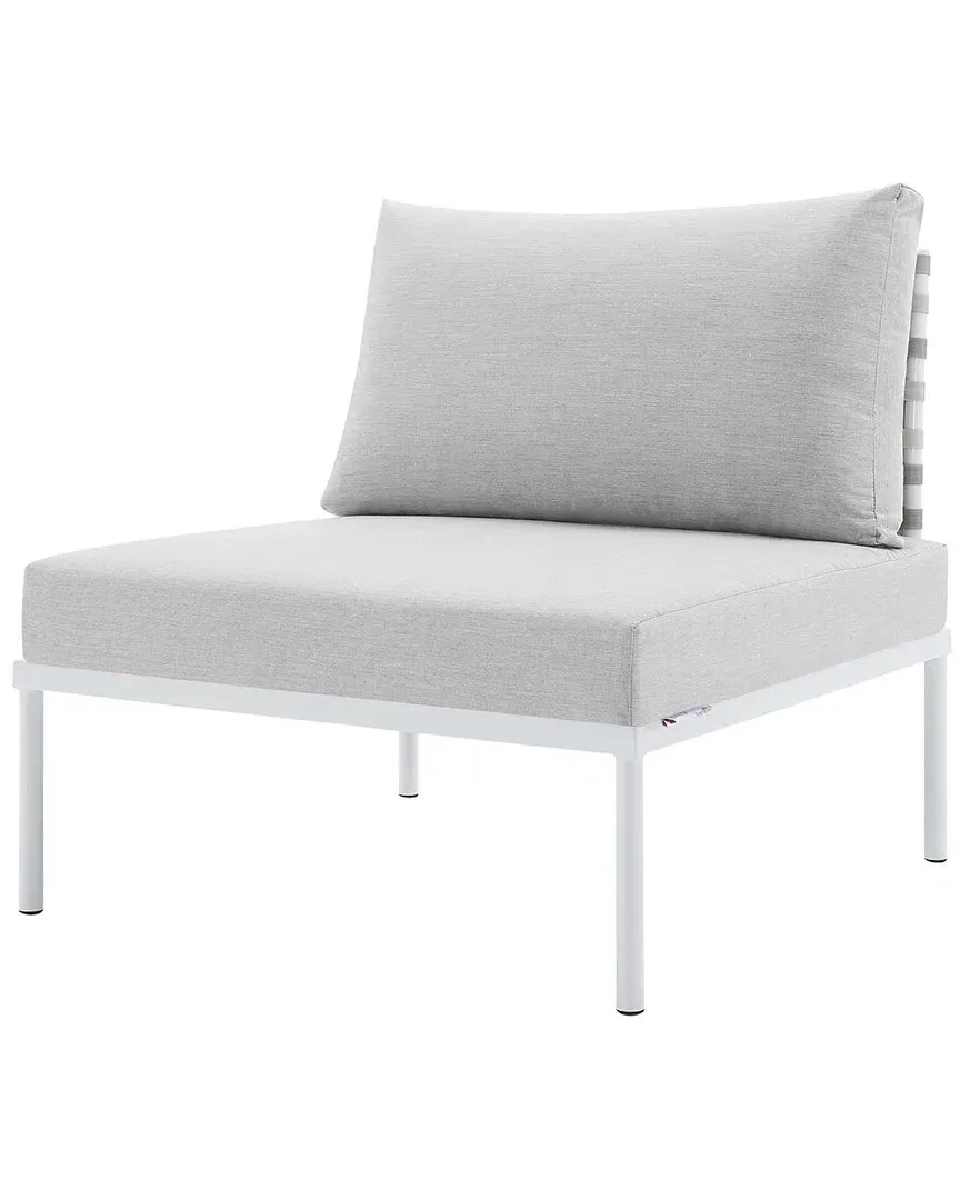 Harmony Sunbrella Basket Weave Armless Chair - Grey, Aluminum