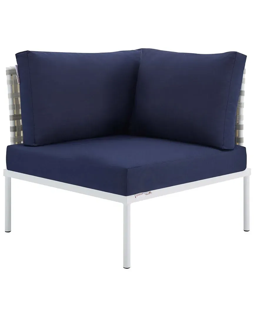 Harmony Sunbrella Basket Weave Corner Chair - Blue, Aluminum