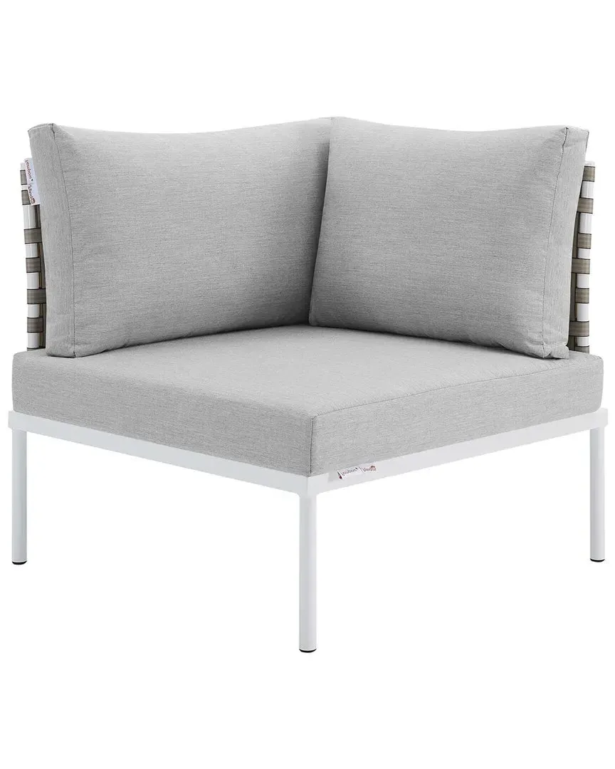 Harmony Sunbrella Basket Weave Corner Chair - Brown, Aluminum