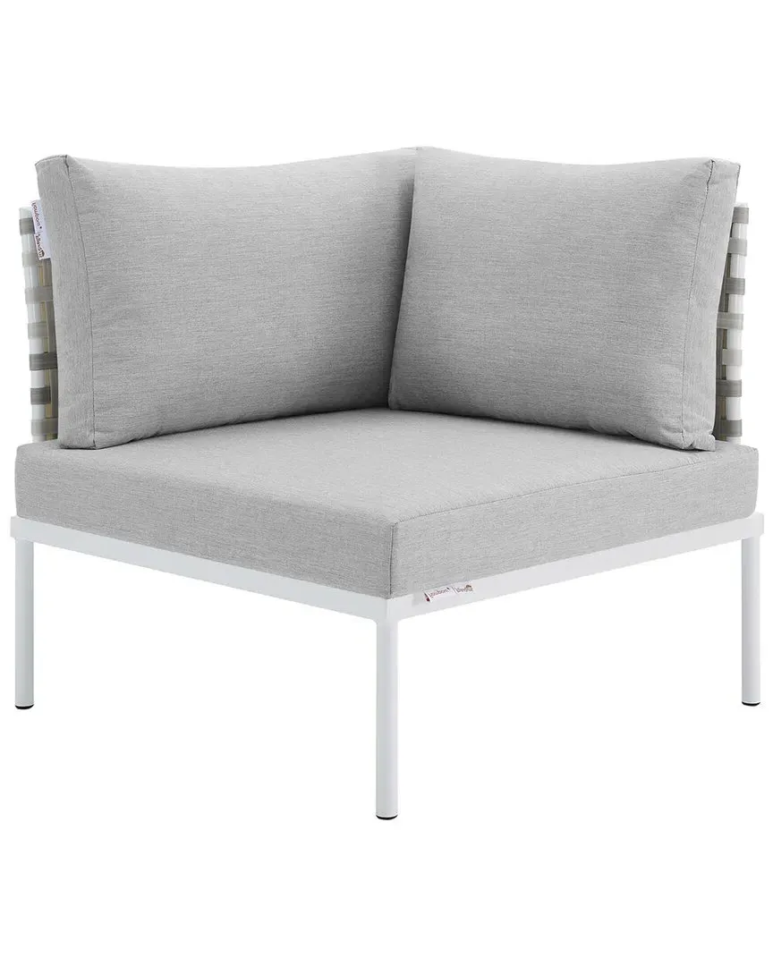 Harmony Sunbrella Basket Weave Corner Chair - Grey, Aluminum