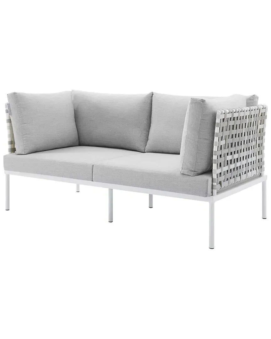 Harmony Sunbrella Basket Weave Loveseat - Grey, Aluminum