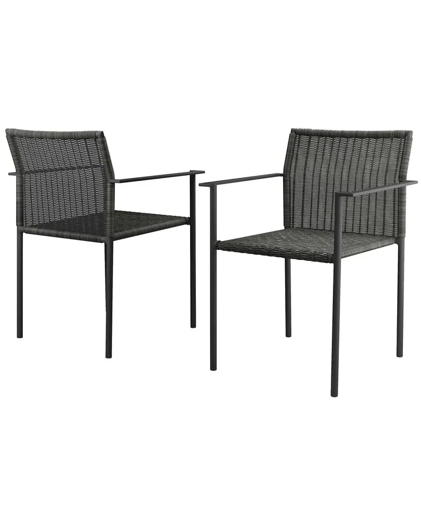 Lagoon Set of 2 Outdoor Patio Dining Armchairs - Grey image