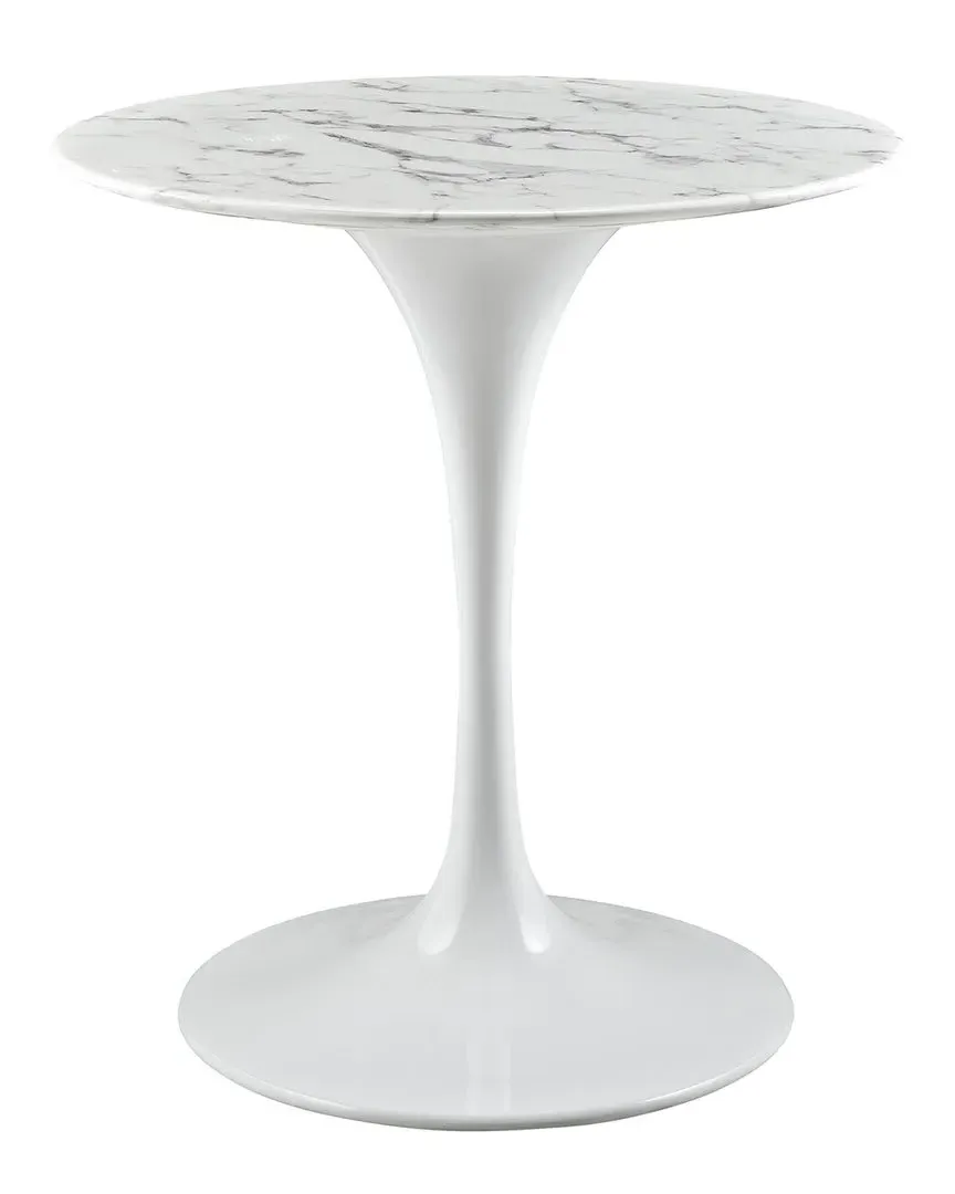 Lippa 28in Round Dining Table - White, Artificial Marble image