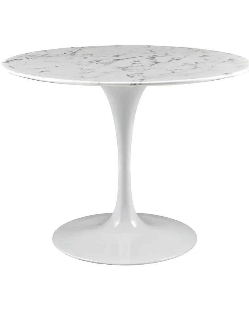 Lippa 40in Round Dining Table - White, Artificial Marble