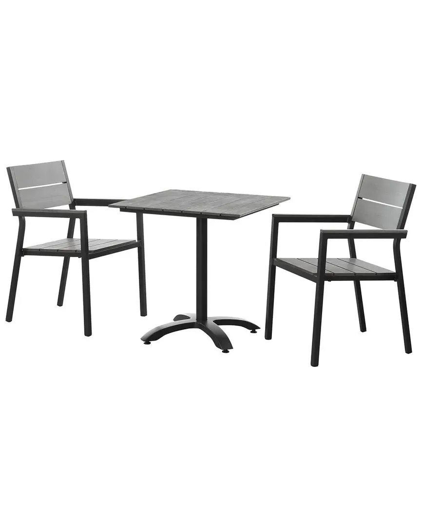 Maine 3 Piece Outdoor Patio Dining Set - Gray White, Polywood