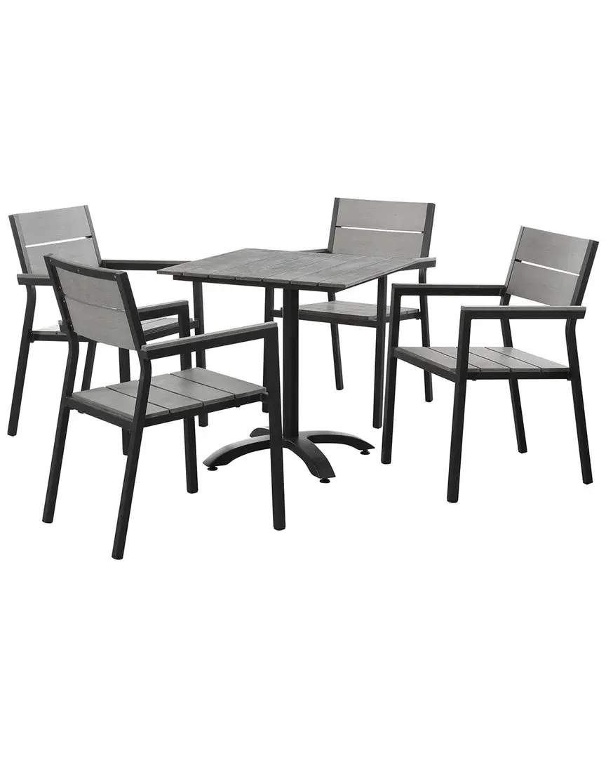 Maine 5 Piece Outdoor Patio Dining Set - Gray White, Polywood