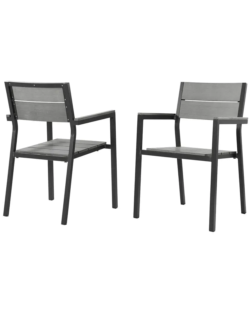 Maine Dining Armchair Set of 2 - Gray White, Aluminum