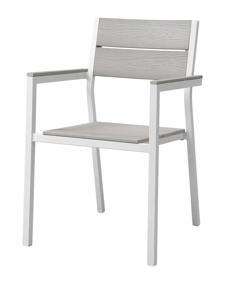 Maine Dining Outdoor Patio Armchair - Light Gray White, Polywood image