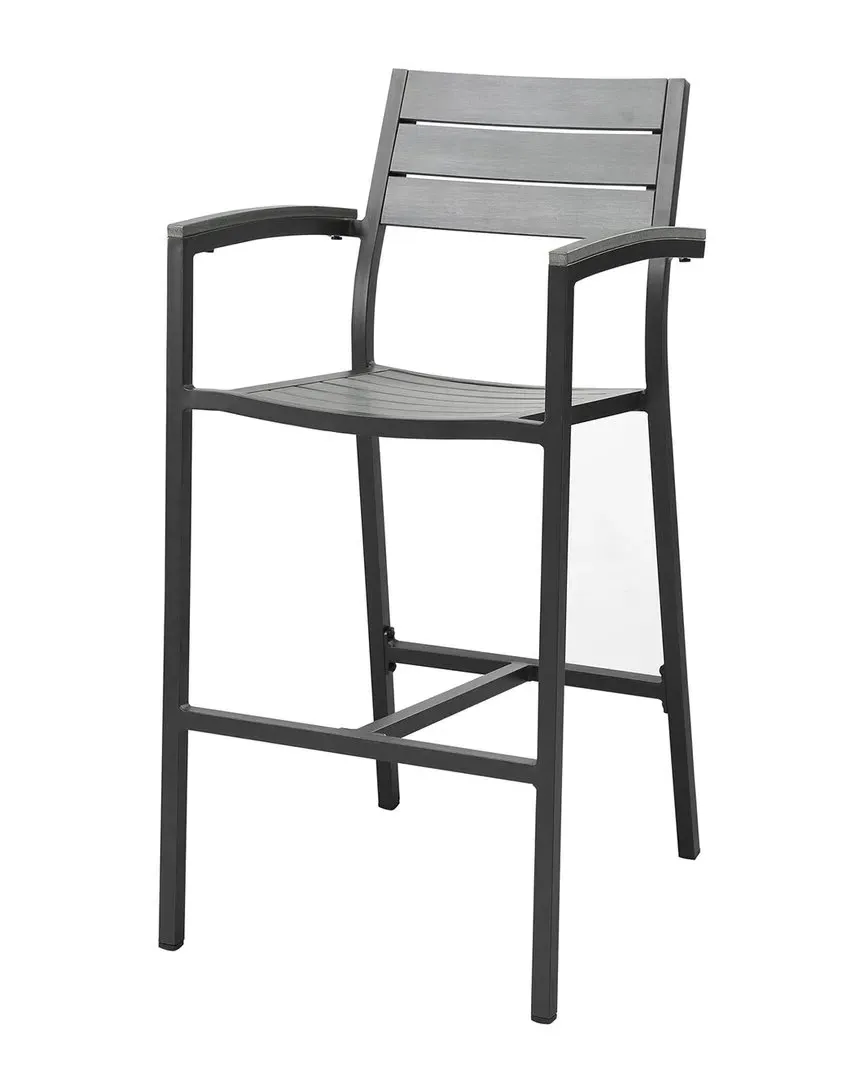 Maine Outdoor Patio Bar Stool - Gray Brown, Polywood