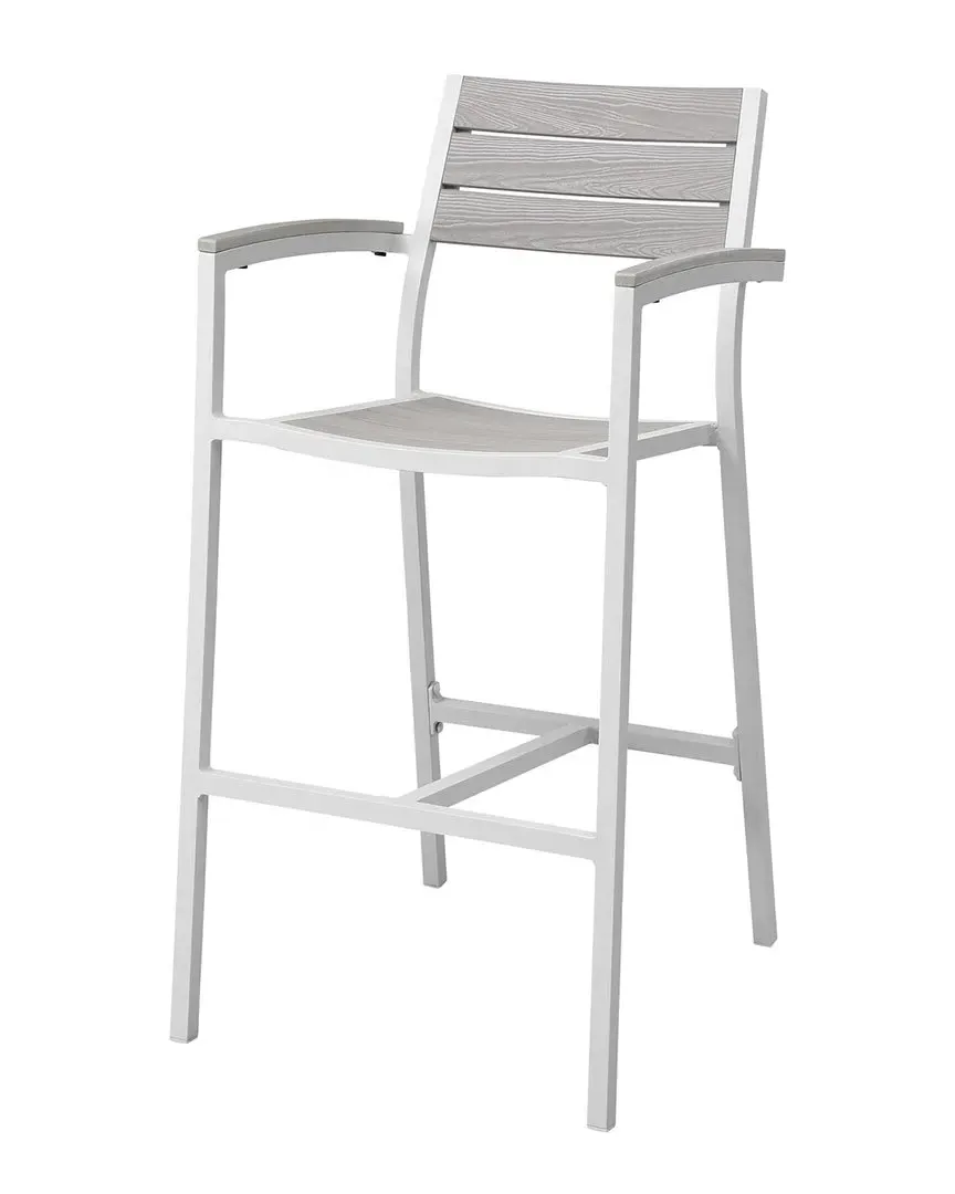 Maine Outdoor Patio Bar Stool - Light Gray White, Polywood