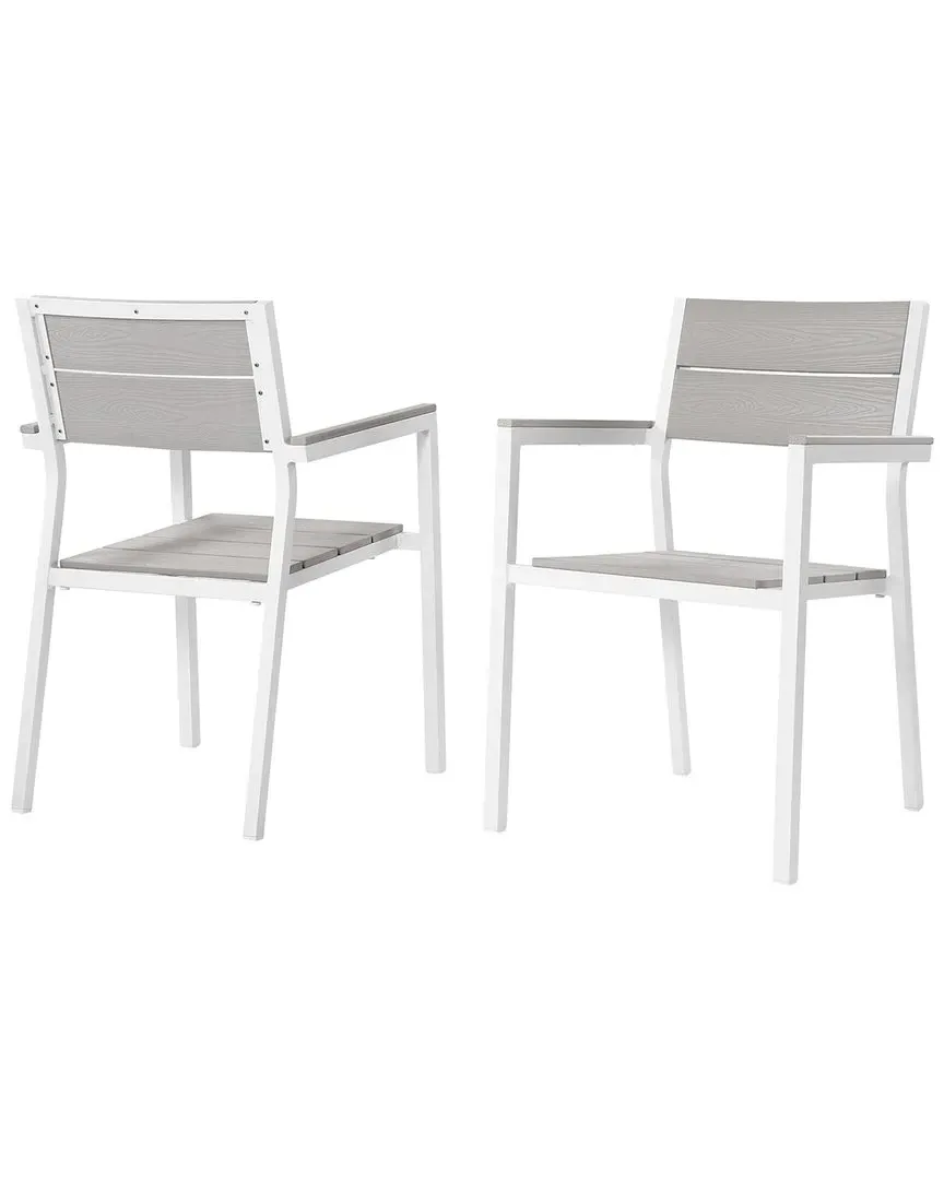 Maine Set of 2 Outdoor Dining Armchairs - Light Gray image