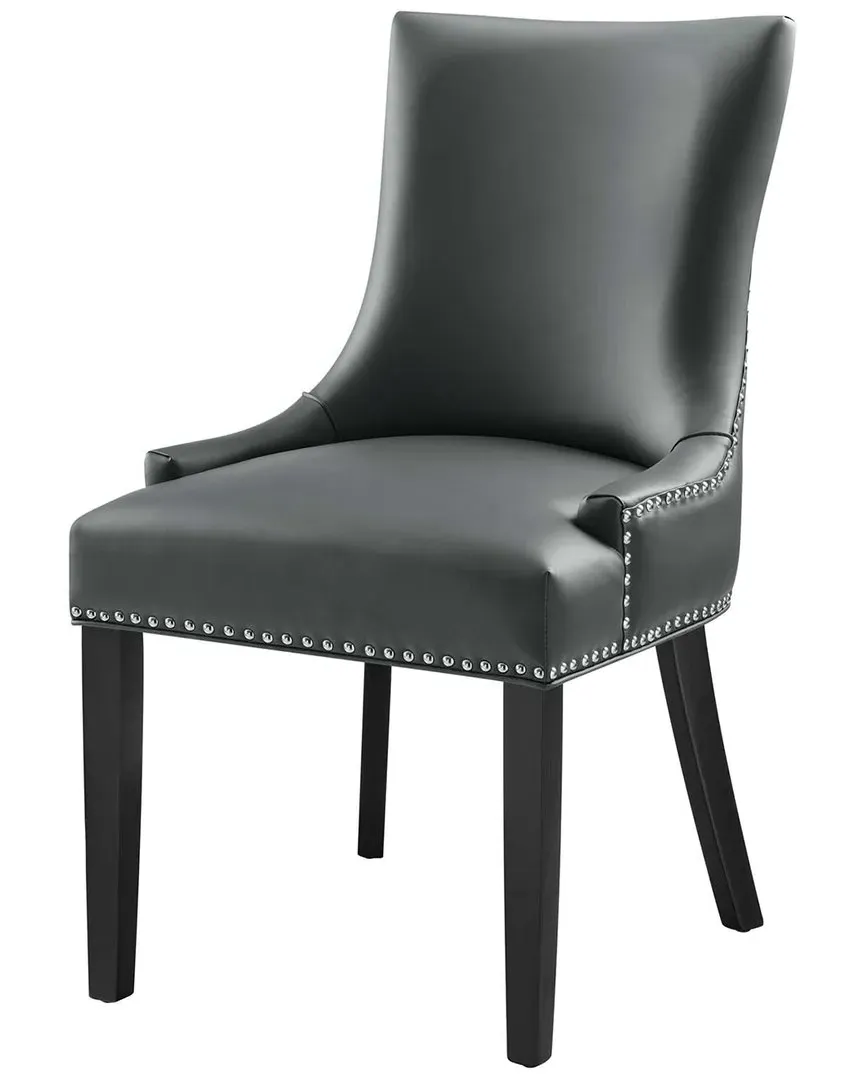 Marquis Vegan Leather Dining Chair with Nailhead Trim - Grey