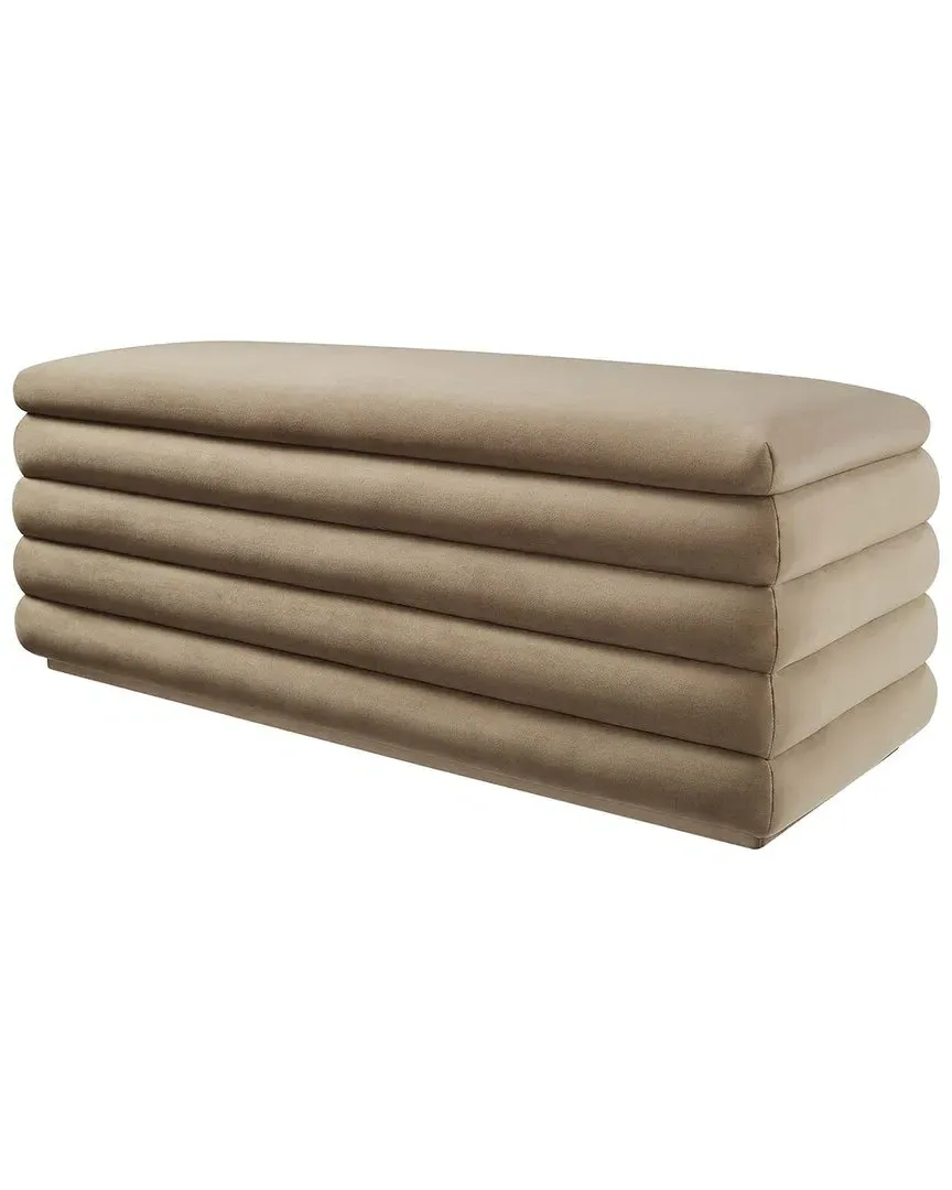 Mezzo Storage Ottoman Bench - Taupe, Performance Velvet