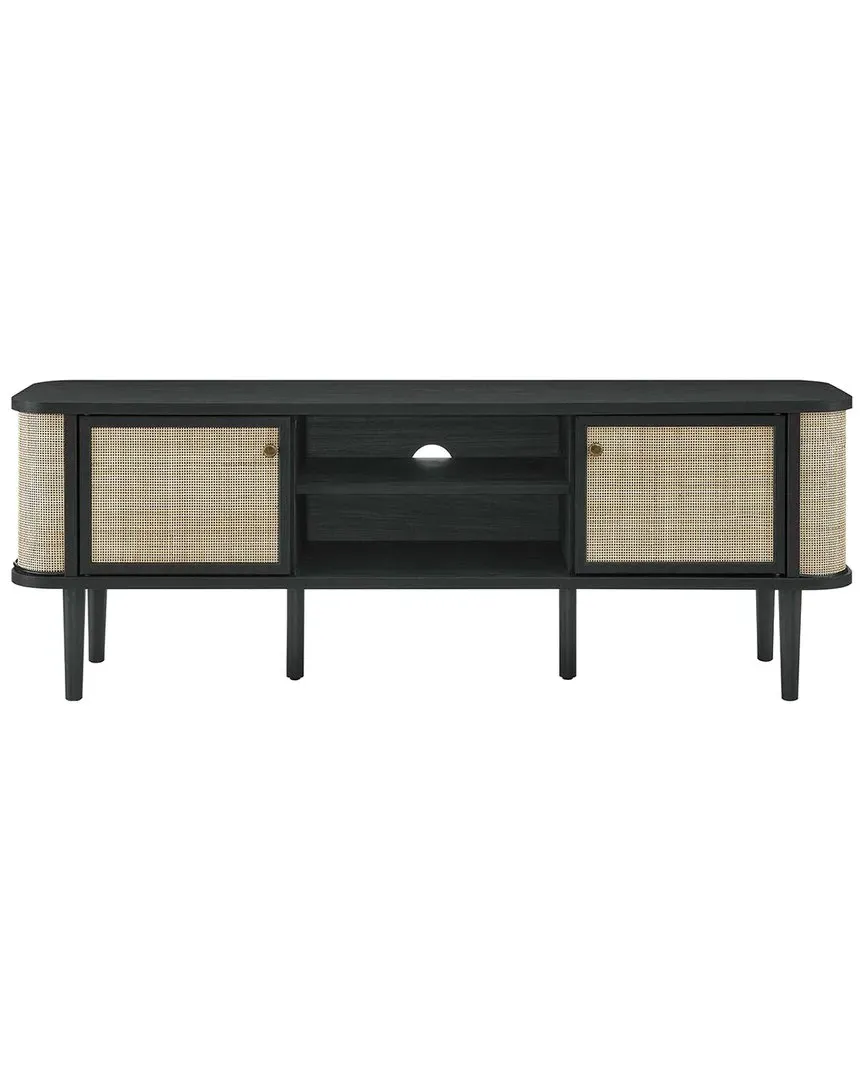 Miramar 60'' TV Stand with Storage - Black, Rattan