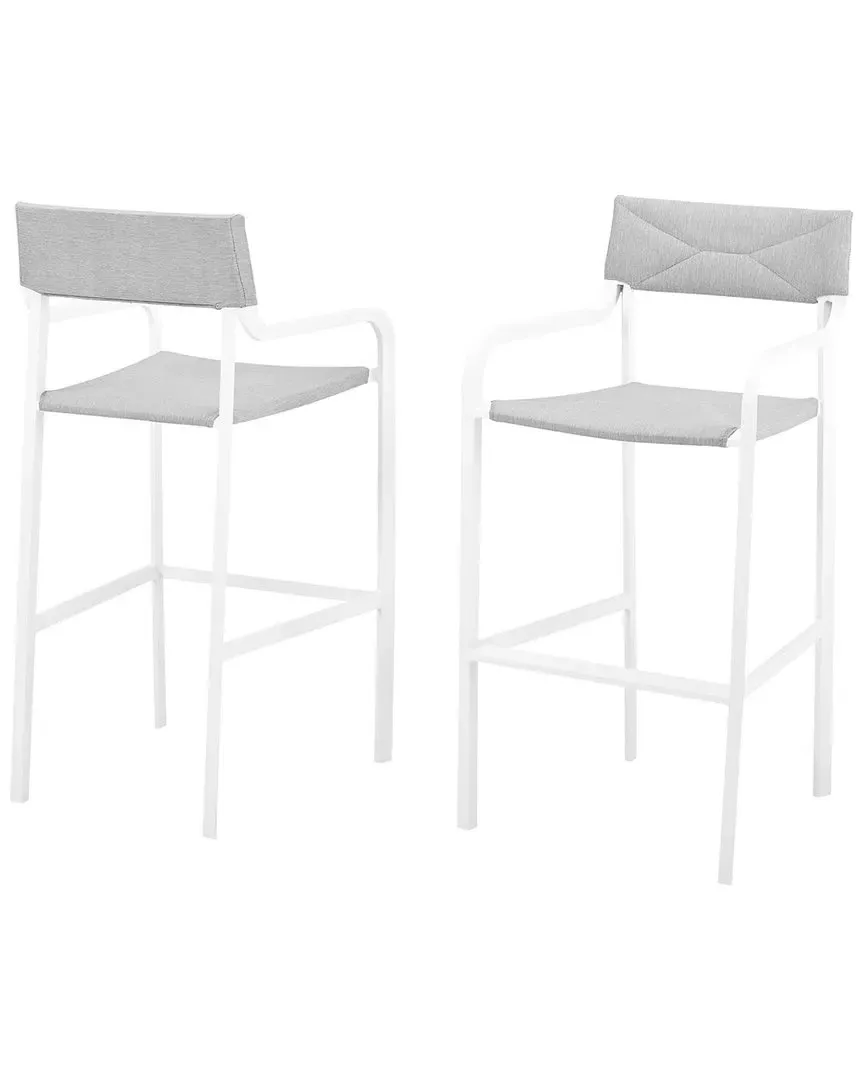 Raleigh Outdoor Bar Stool Set of 2 - Gray White, Aluminum