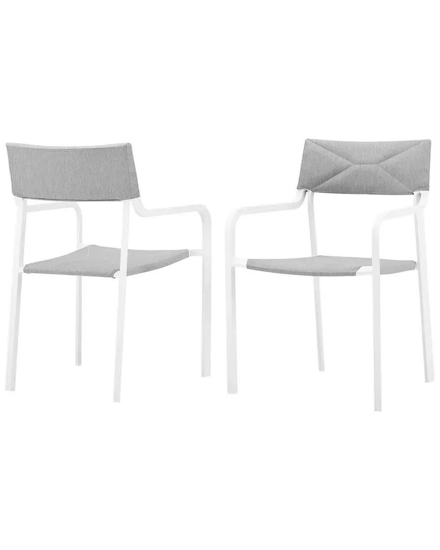 Raleigh Set of 2 Outdoor Patio Armchairs - White