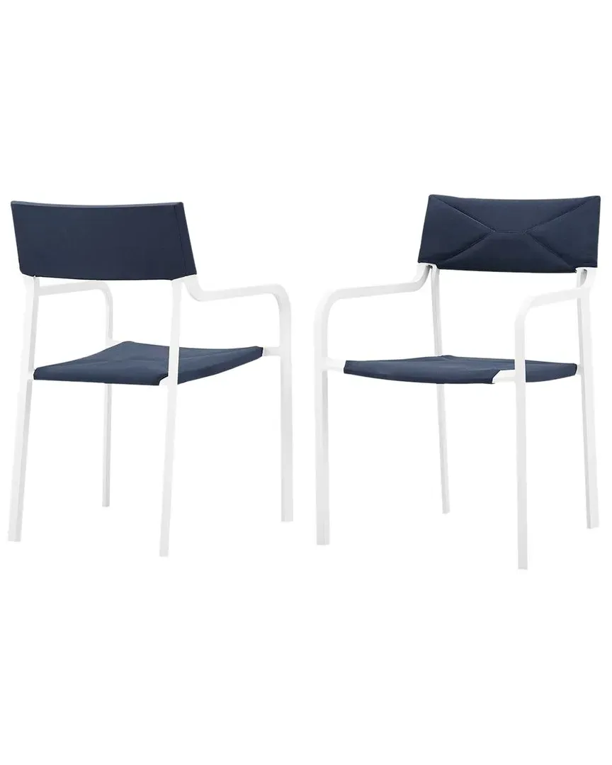Raleigh Set of 2 Outdoor Patio Armchairs - White image