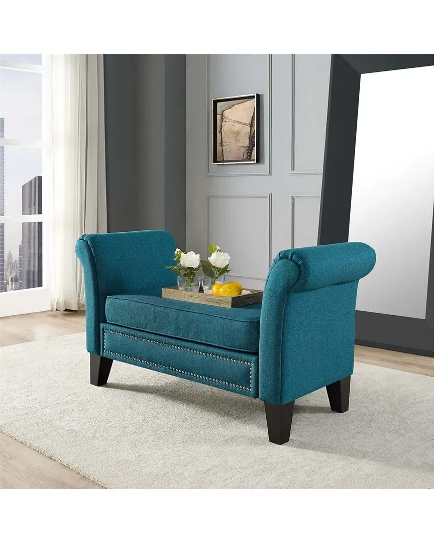 Rendezvous Bench with Nailhead Trim - Teal, Polyester image