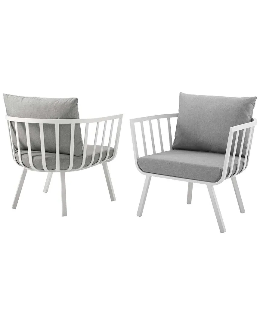 Riverside Set of 2 Outdoor Aluminum Armchairs - White image
