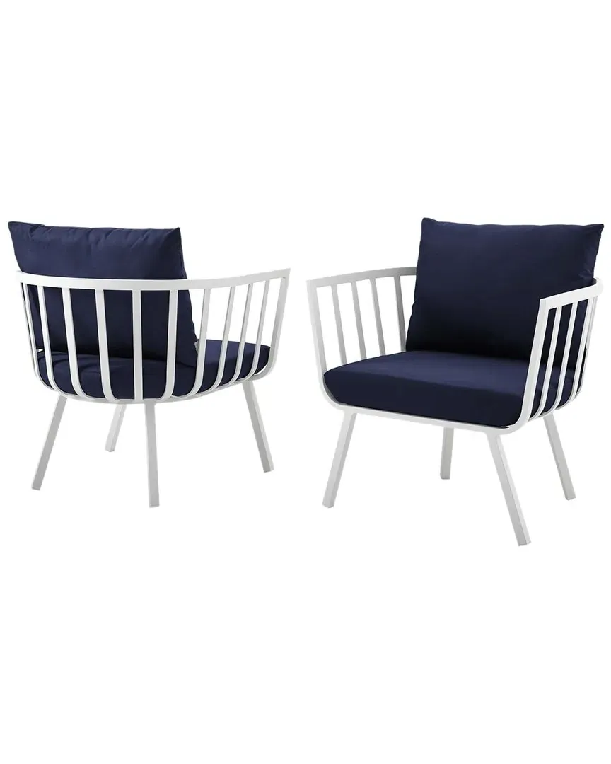 Riverside Set of 2 Outdoor Patio Armchairs - White