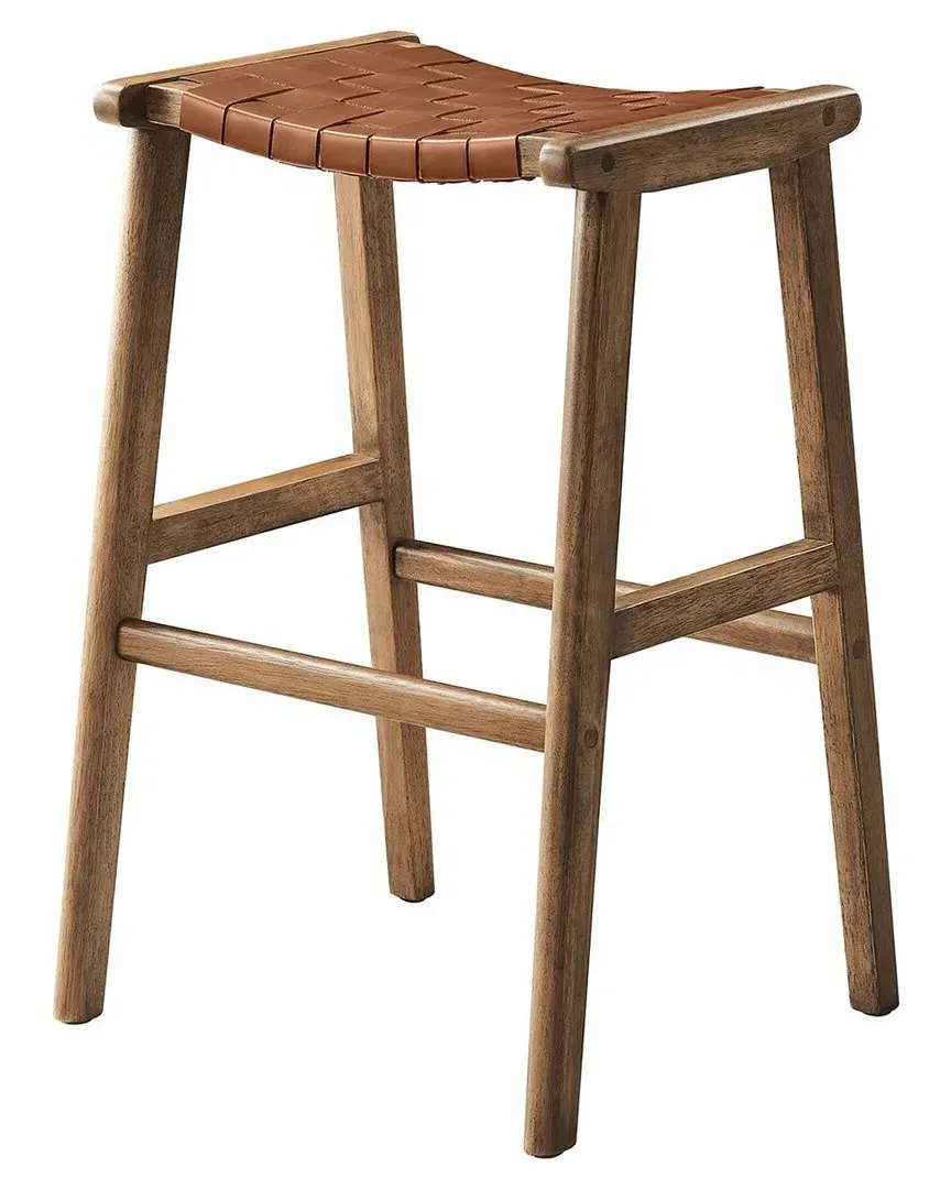 Saoirse Faux Leather Wood Bar Stool Set - Brown image