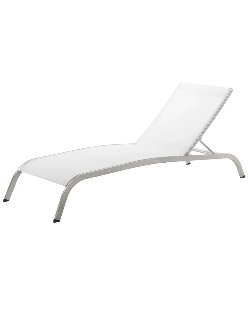 Savannah Outdoor Chaise Lounger - White, Mesh