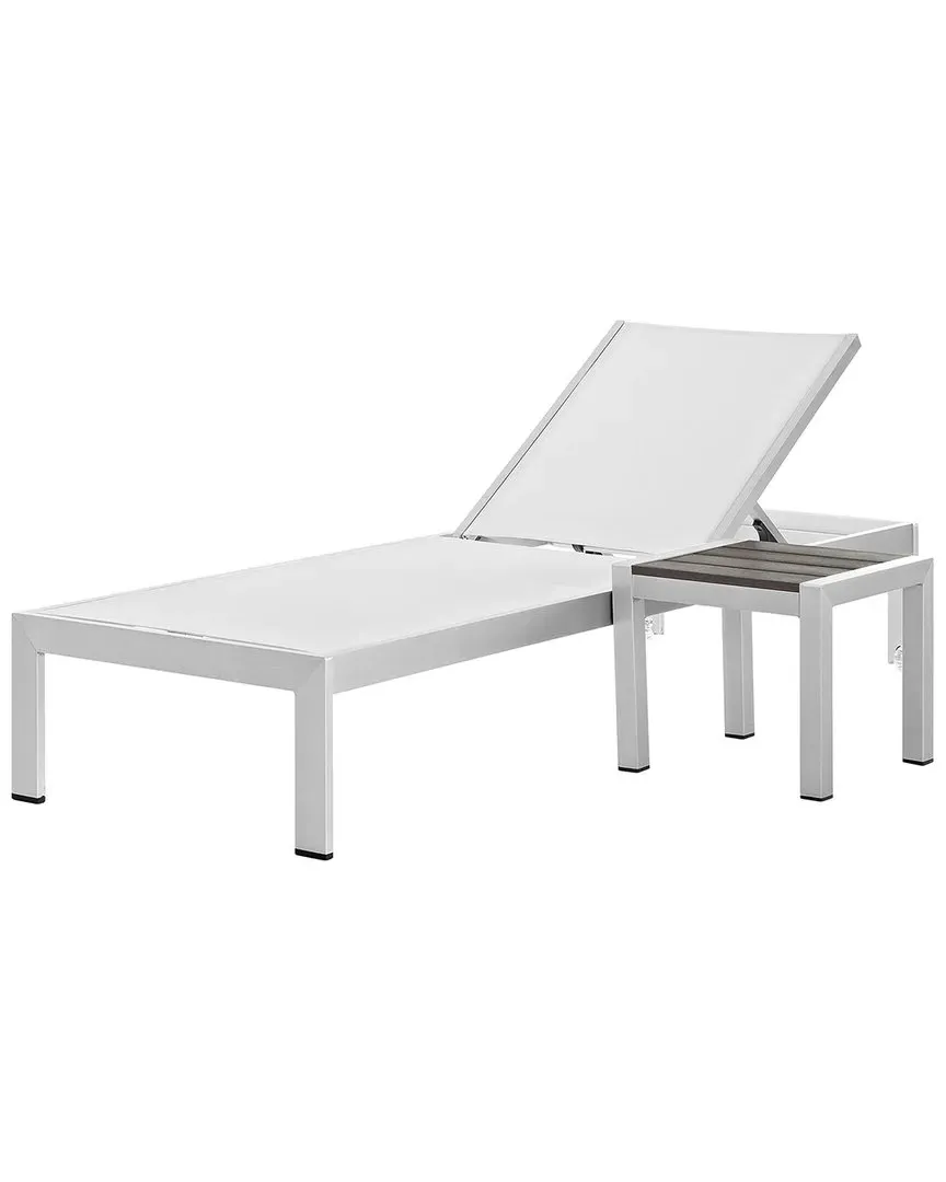 Shore 2pc Chaise Lounge Set with Side Table - White, Aluminum