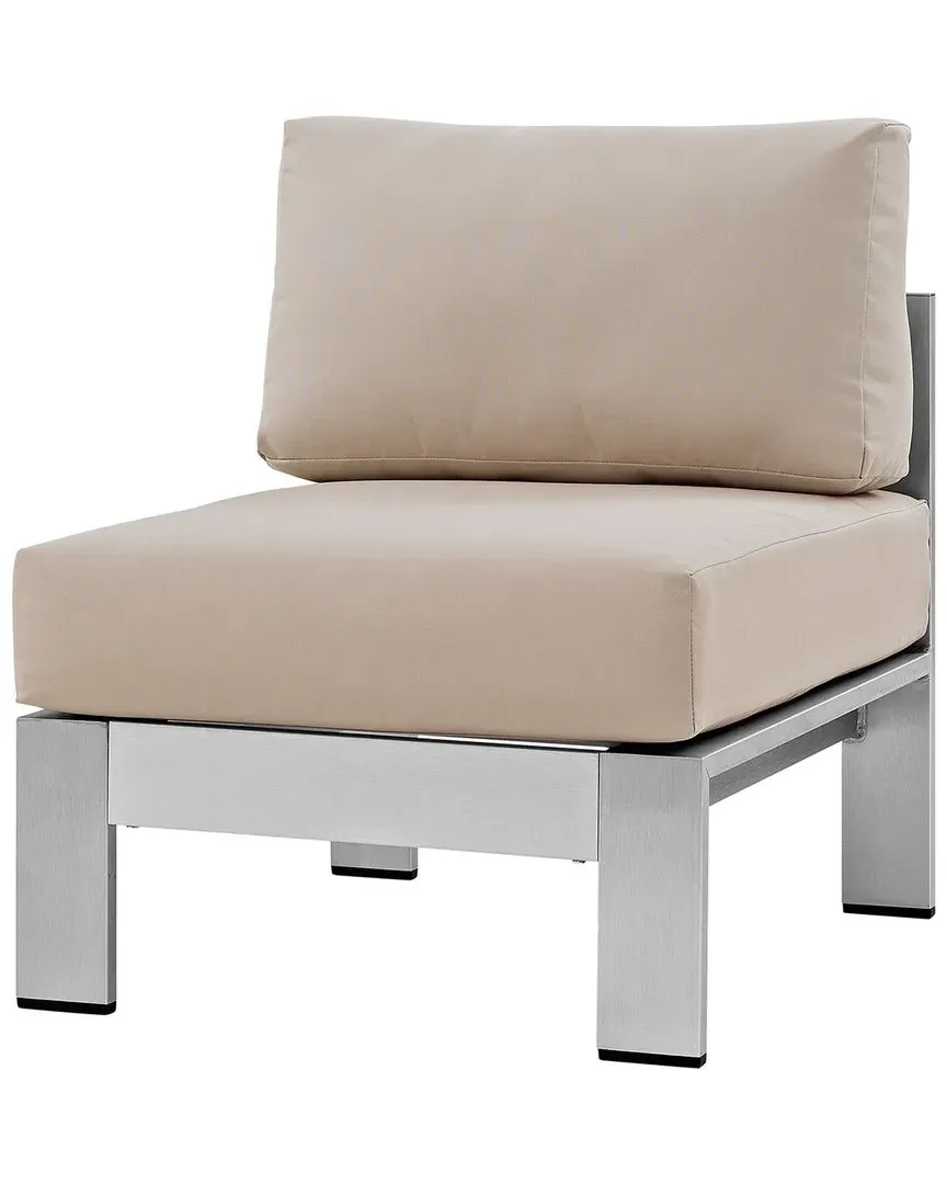 Shore Armless Outdoor Patio Chair - Beige, Aluminum image