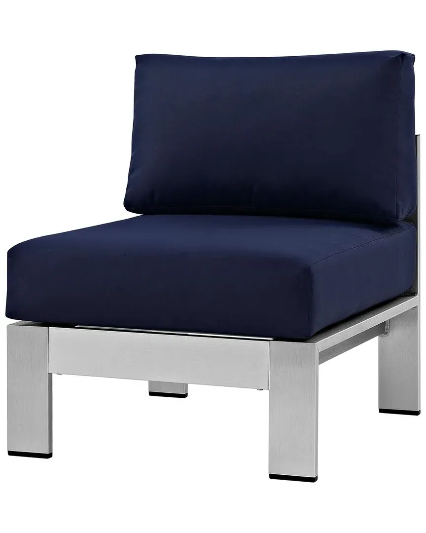 Shore Armless Sectional Patio Chair - Silver Navy, Aluminum
