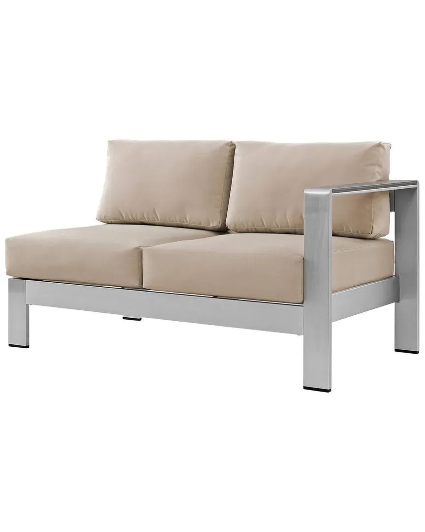 Shore Left-Arm Corner Sectional Loveseat - Beige Silver, Aluminum