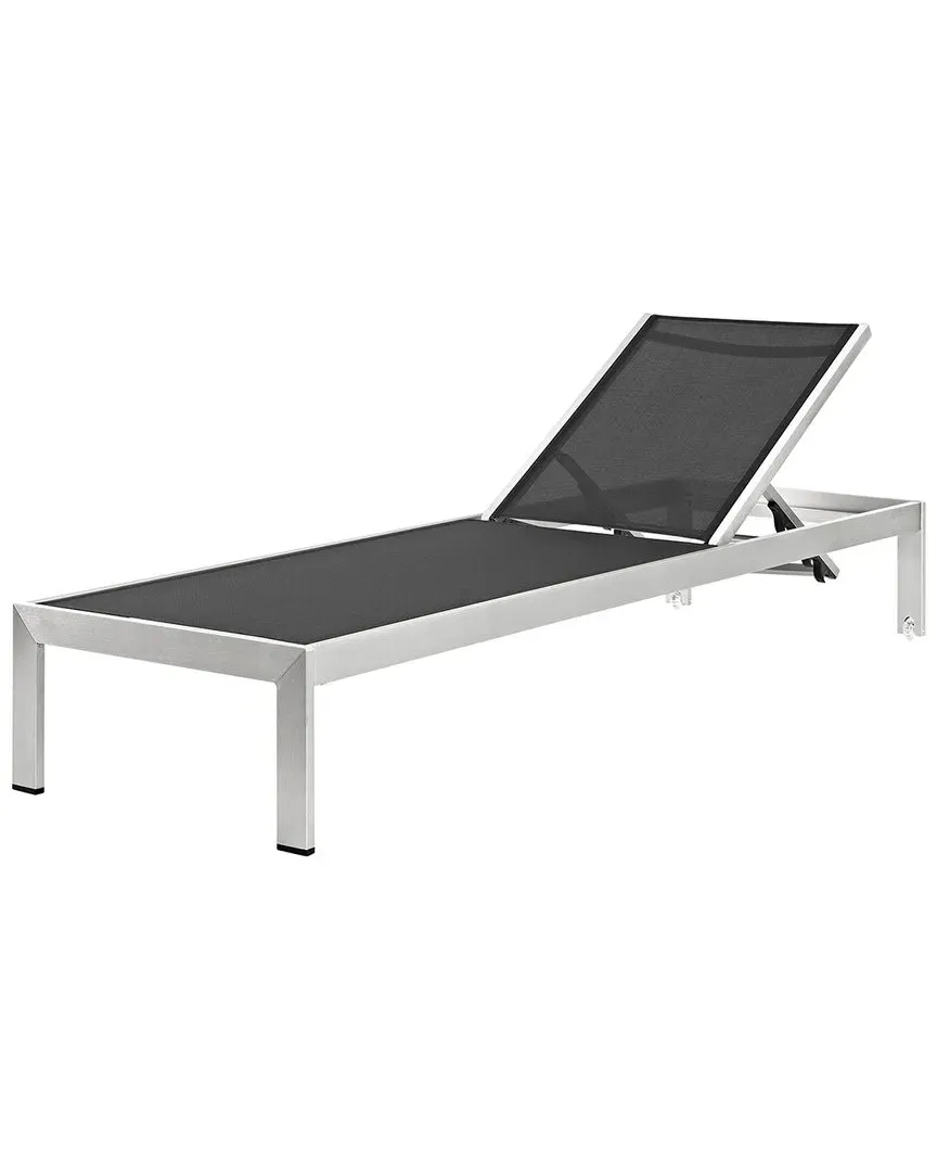 Shore Outdoor Chaise Lounge - Black Silver, Aluminum Mesh image