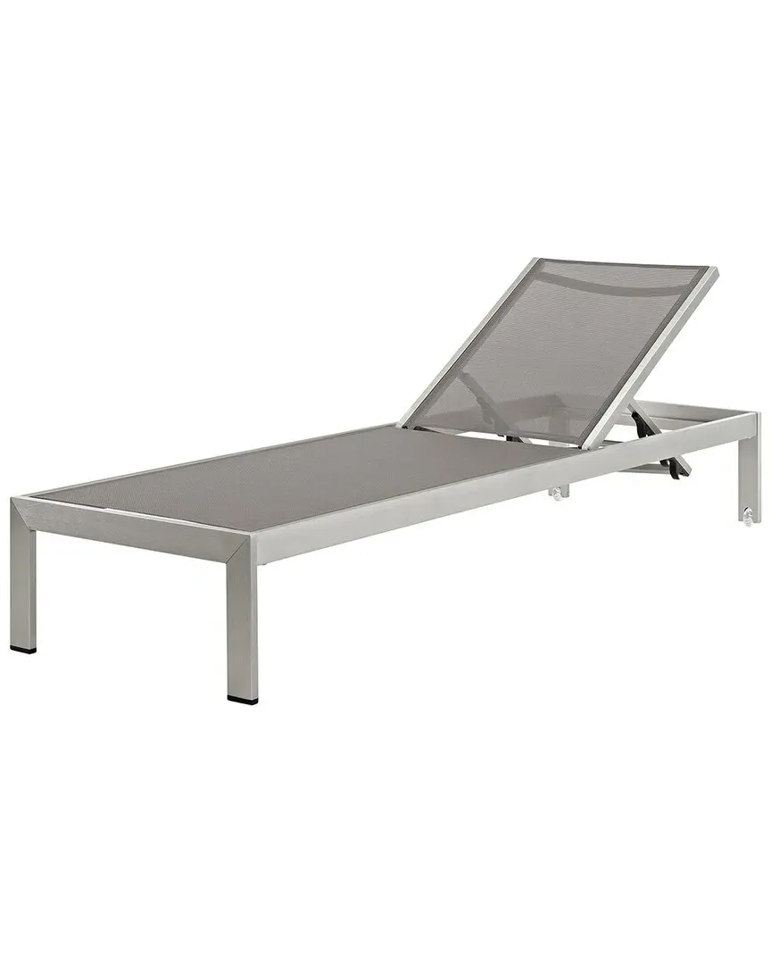Shore Outdoor Chaise Lounge - Gray Silver, Aluminum Mesh
