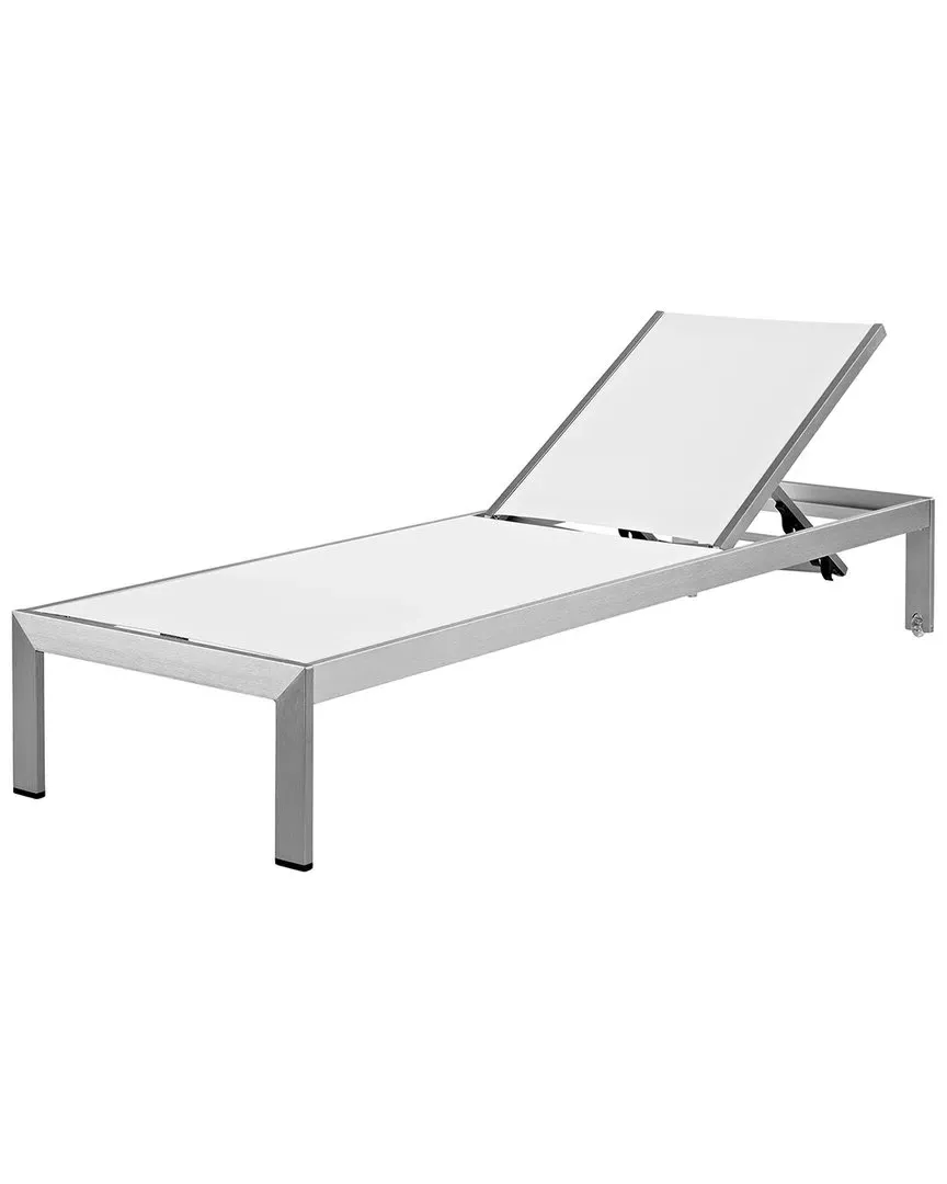 Shore Outdoor Chaise Lounge - White Silver, Aluminum Mesh