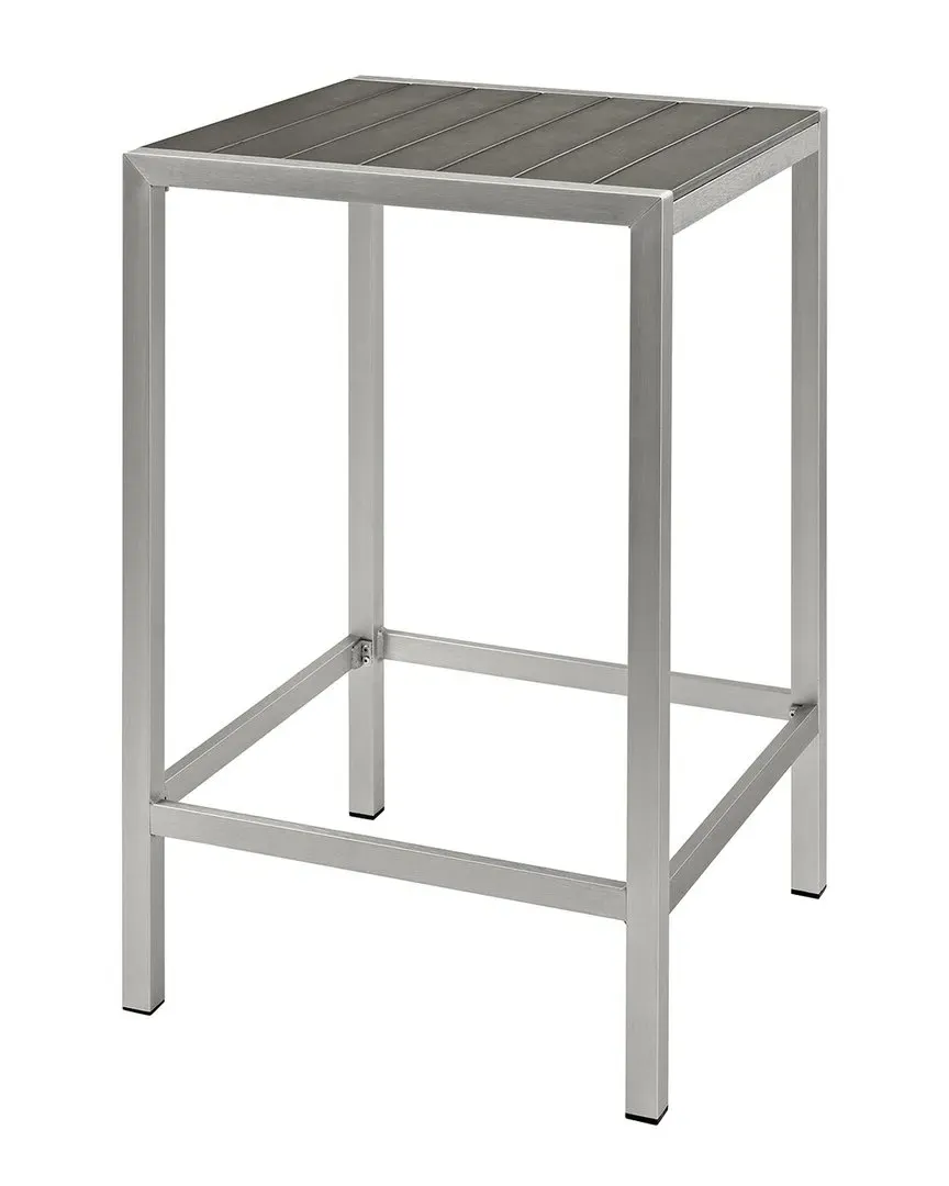 Shore Square Bar Table - Silver Gray, Aluminum
