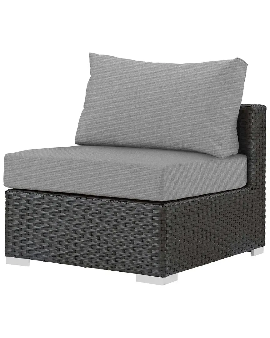 Sojourn Armless Outdoor Patio Wicker Rattan Sunbrella Chair - Gray