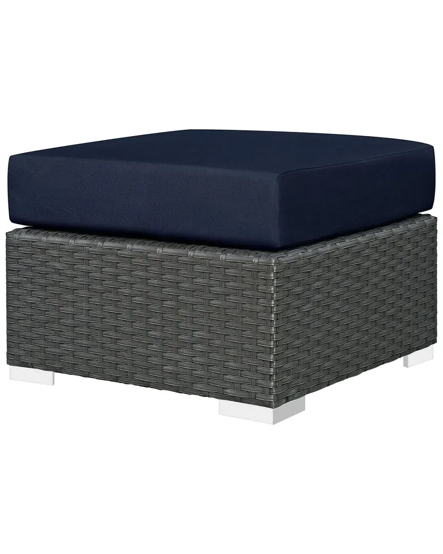 Sojourn Outdoor Patio Wicker Rattan Sunbrella Ottoman - Navy image