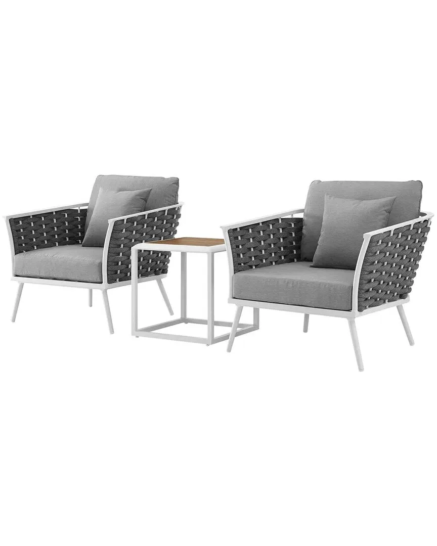 Stance 3-Piece Outdoor Sectional Sofa Set - White