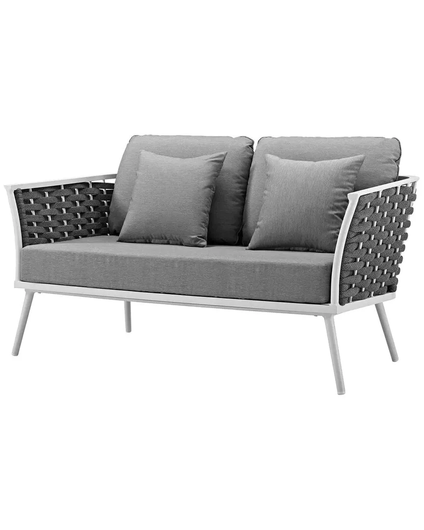 Stance Outdoor Patio Aluminum Loveseat - Gray White