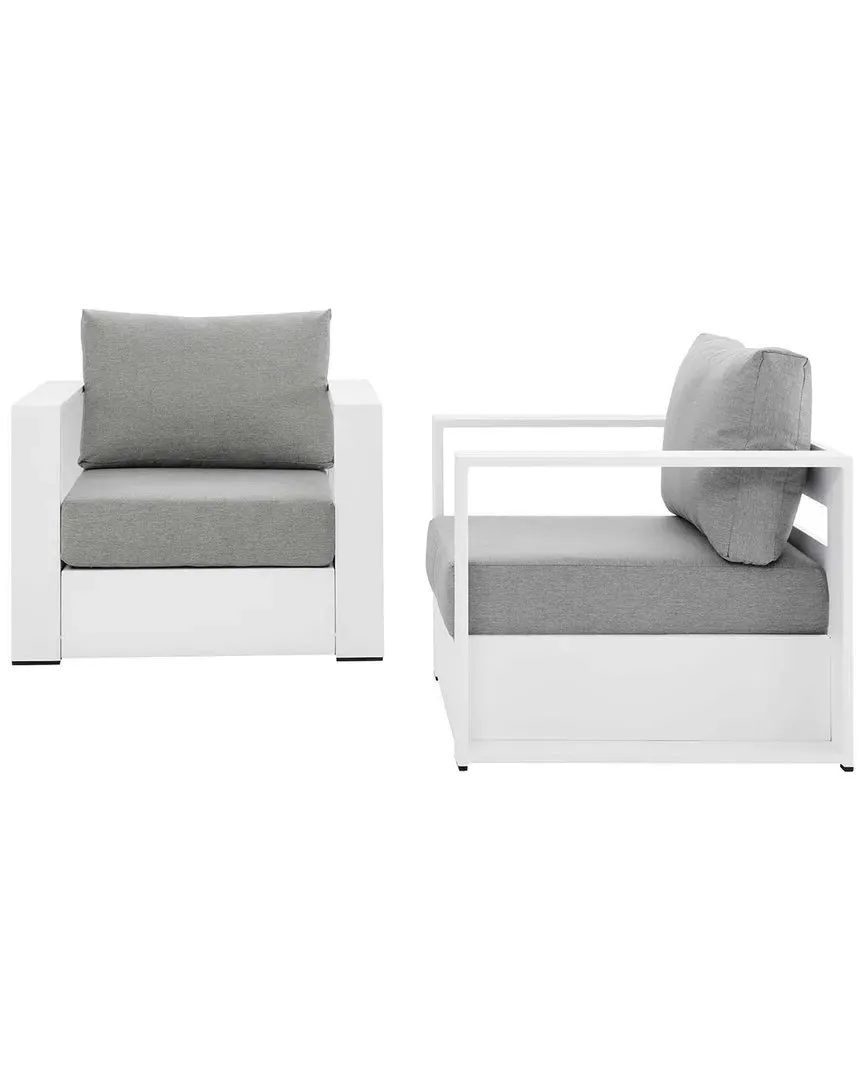 Tahoe 2-Piece Outdoor Armchair Set - White, Aluminum