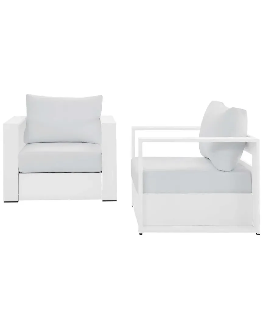 Tahoe 2-Piece Outdoor Armchair Set - White, Aluminum