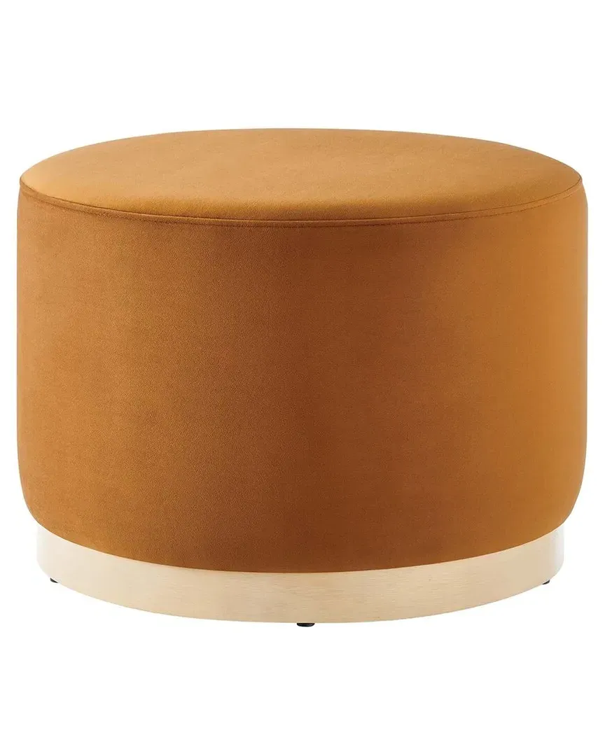 Tilden Round Ottoman - Red, Performance Velvet