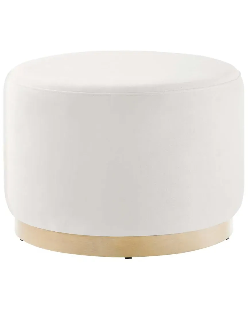 Tilden Round Ottoman - White, Performance Velvet