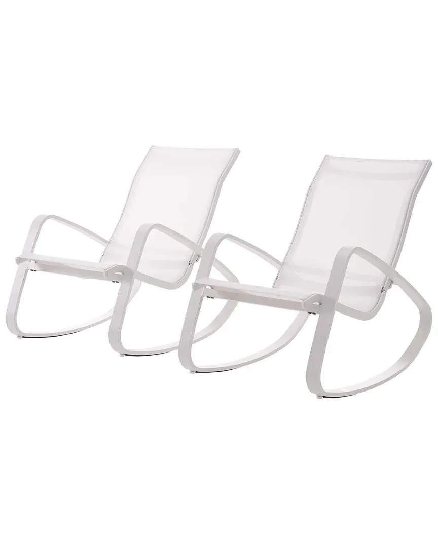 Traveler Set of 2 Rocking Lounge Sling Chairs - White image