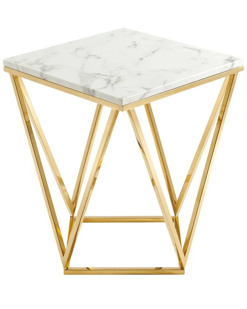 Vertex Square End Table - Gold, Stainless Steel
