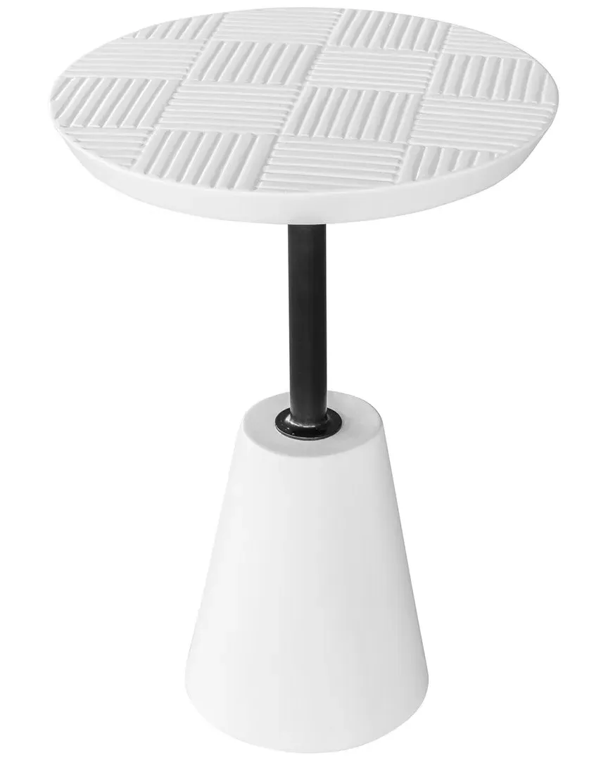 Foundation Round Outdoor Accent Table - White, Concrete