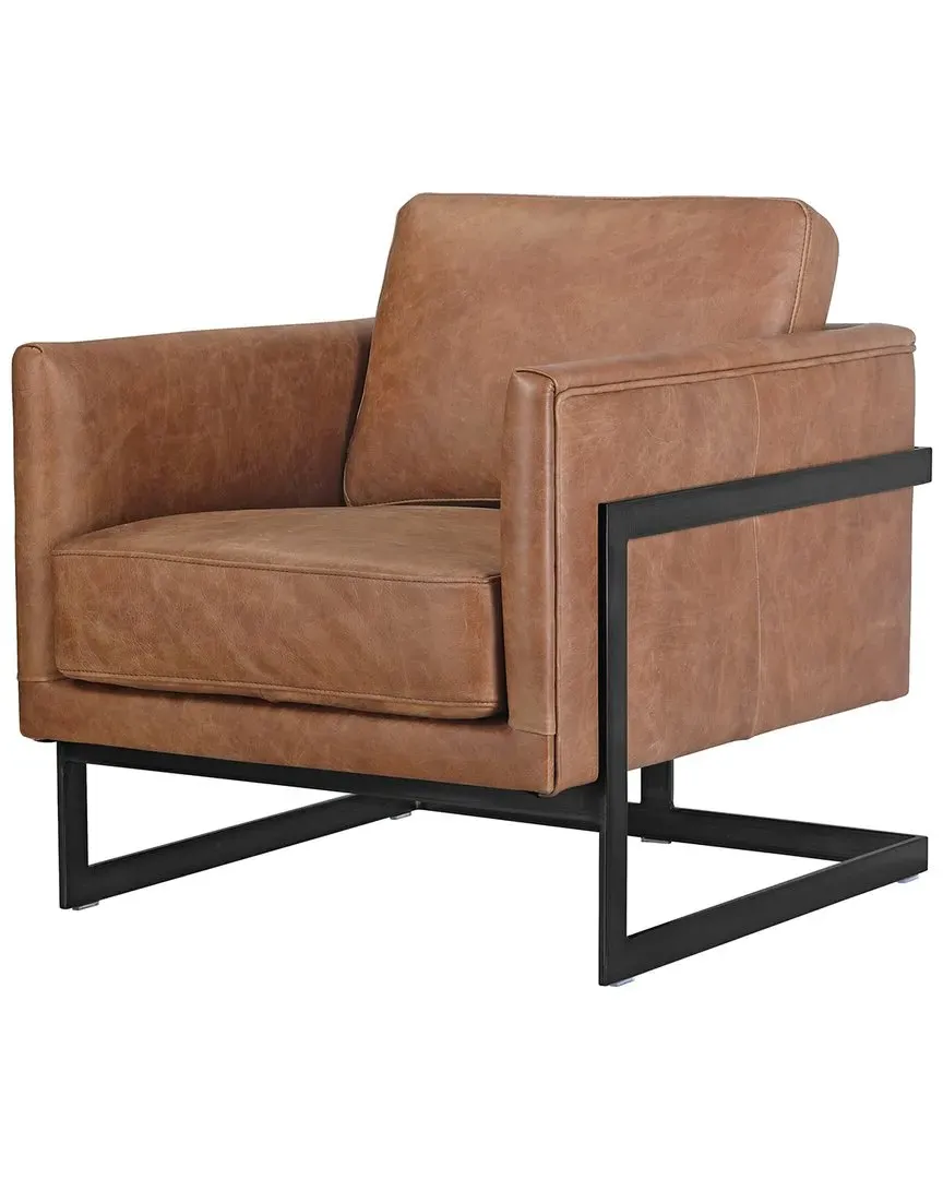 Luxley Club Chair - Brown, Top-Grain Leather image