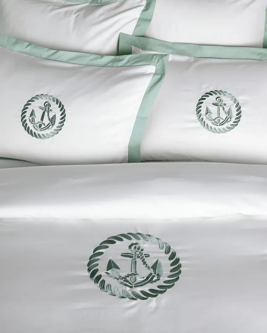 400TC Anchor Duvet Collection - Seafoam, Egyptian Cotton
