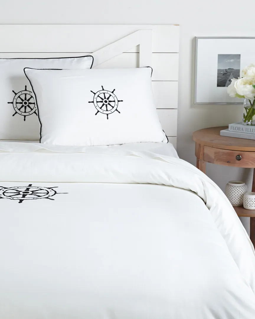400TC Yacht Club Duvet Collection Anchor - White, Cotton