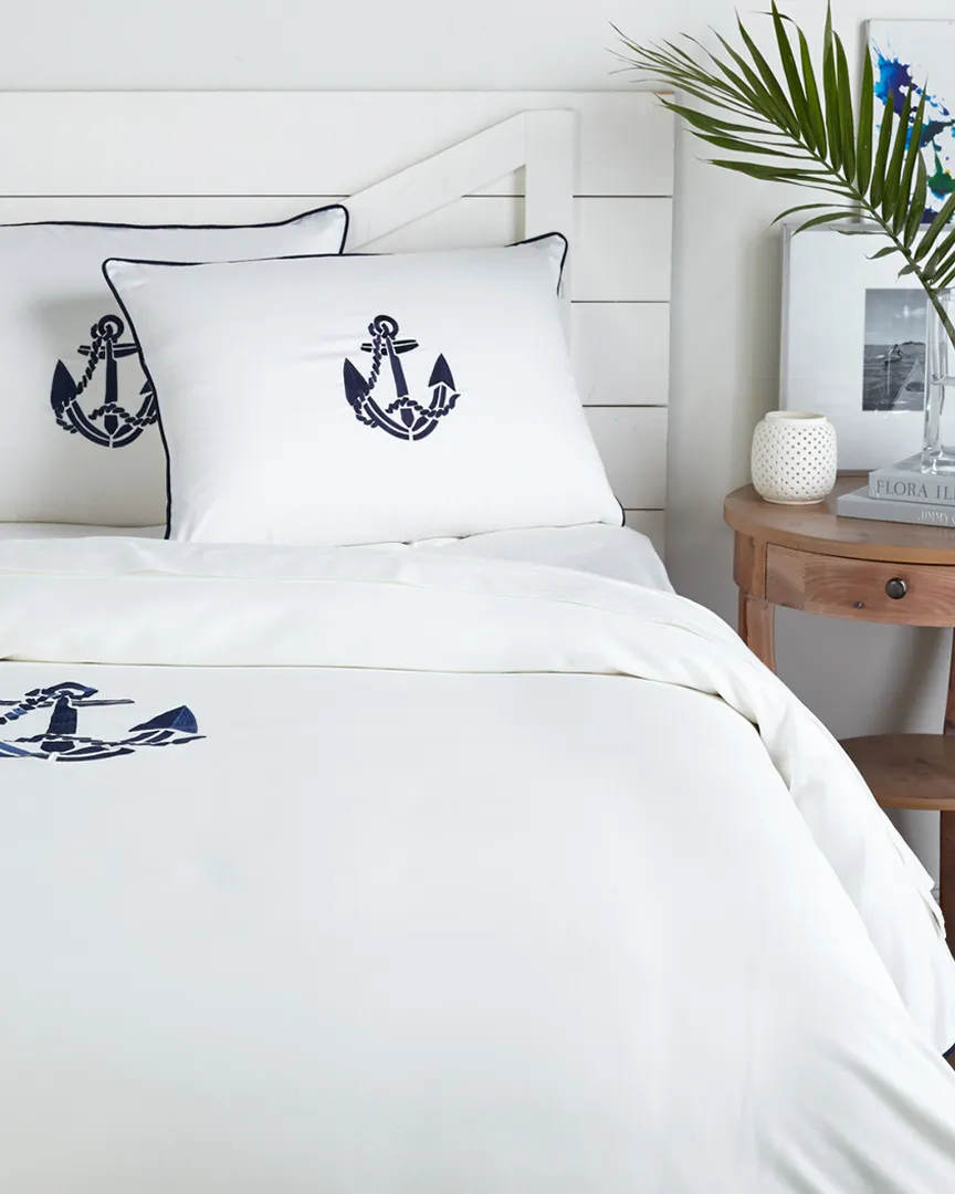 400TC Yacht Club Duvet Collection Anchor - White, Cotton image