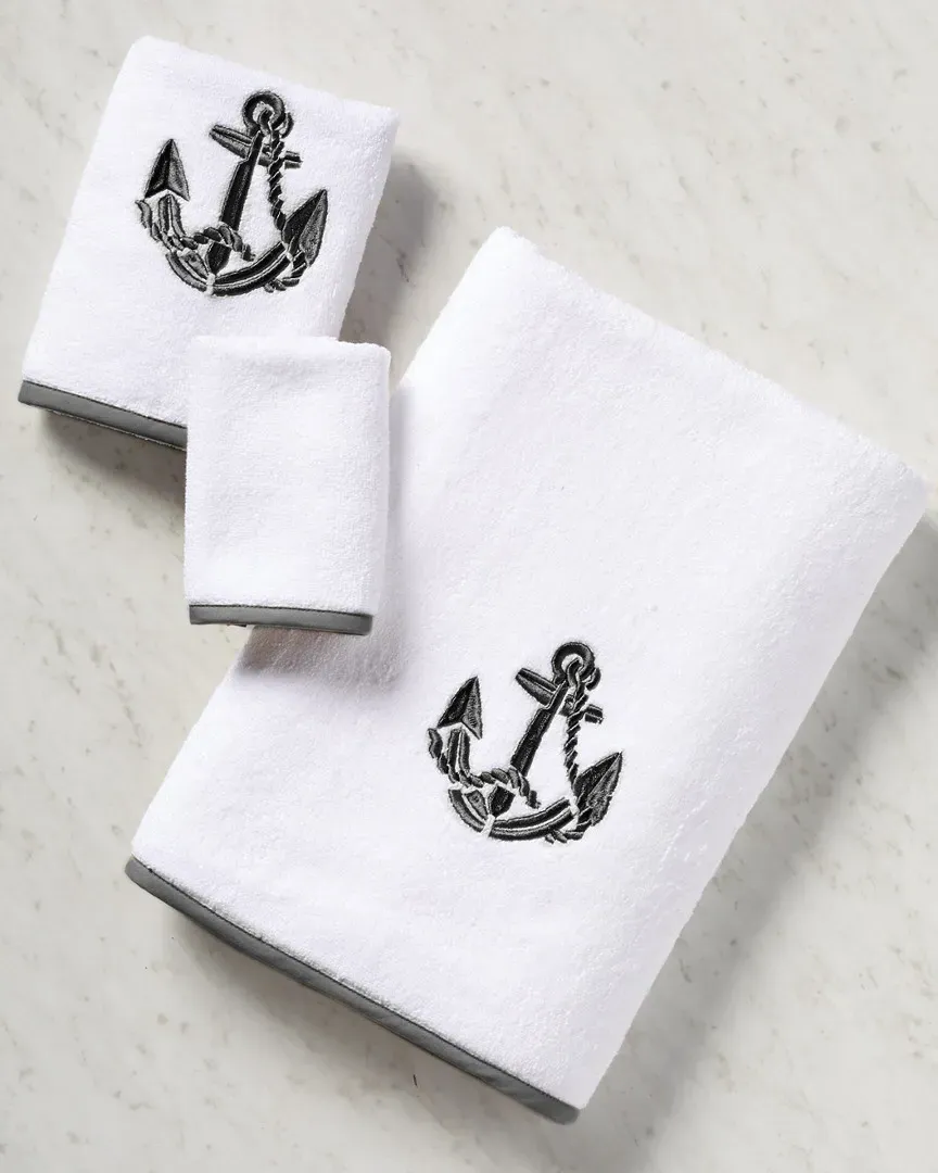 Anchor 3-Piece Towel Set - White, Terry Cotton